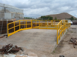 Wash off area safety handrails